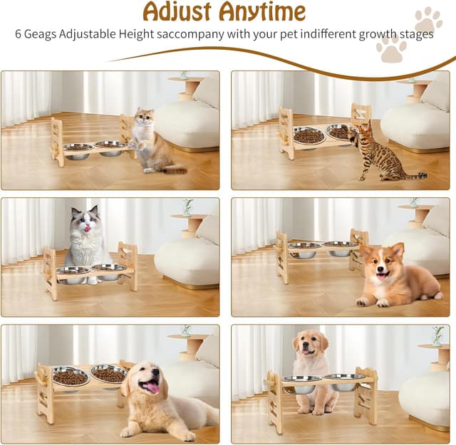 Detalle de TOWEAR Raised dog bowls with 6 levels