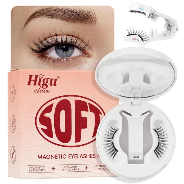 Detalle de Higu clace weiche magnetische Wimpern (SOFT SET-D2) ohne Kleber – inkl. Applikator