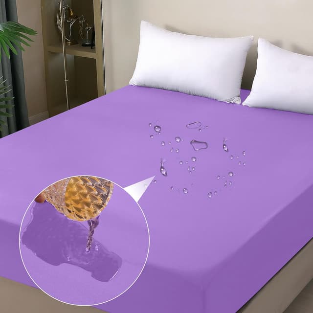 Detalle de ohano wasserdichter Matratzenschoner als Spannbettlaken 120 x 200 cm (violett)