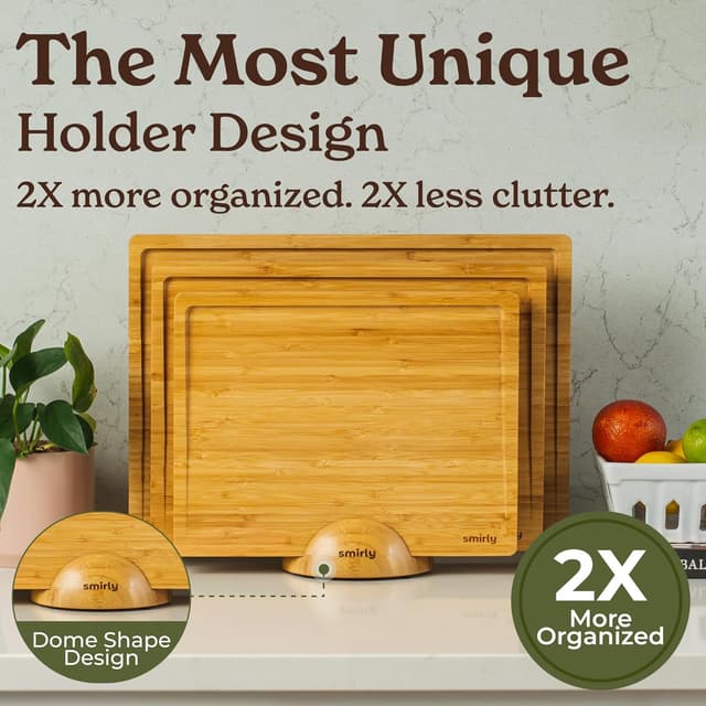 Detalle 2 de SMIRLY Bamboo Cutting Board Set with Holder
