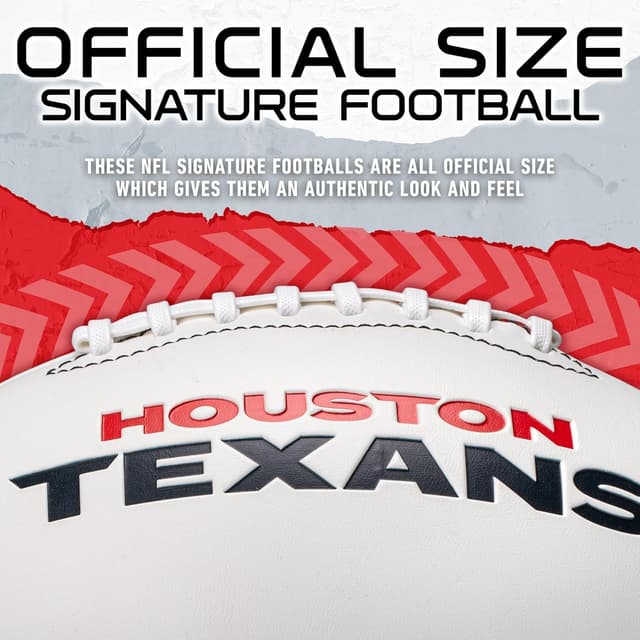Detalle de Franklin Sports NFL Autograph Football (Official Size, White Panels) for Houston Texans Fans