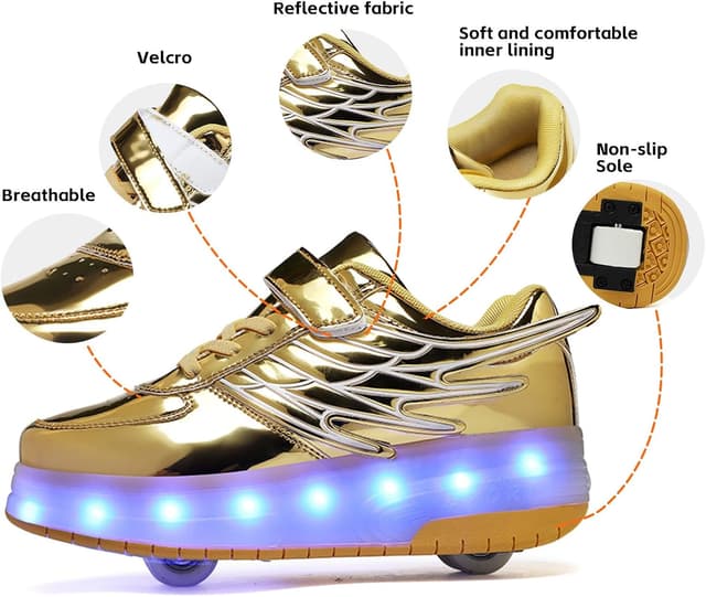 Detalle de HOVERKICKES LED Roller Skate Shoes for Kids with Rechargeable Lights and Detachable Wheels
