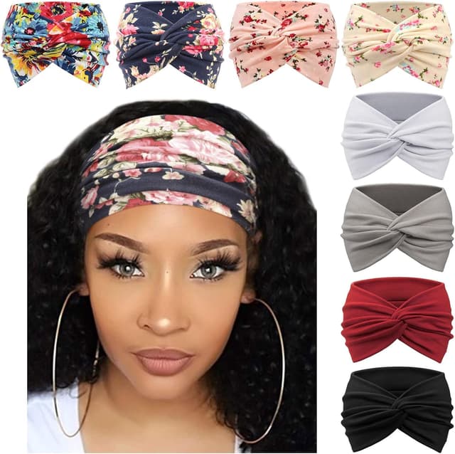 Thumbnail 6 de DRESHOW 8 Pack Turban Headbands for Women Wide Head Wraps ♀️🎀?