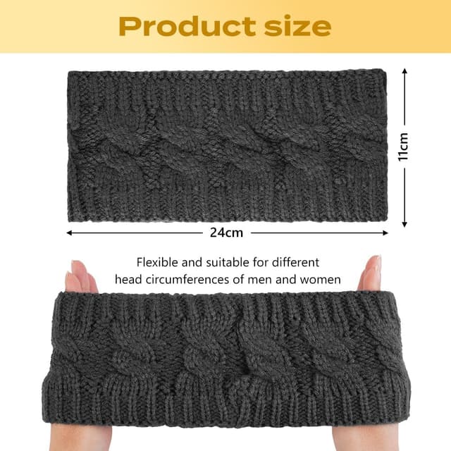 Detalle 2 de LOPHE Bandeau peluche hiver femme extensible gris foncé – cache-oreilles pour courir ou skier