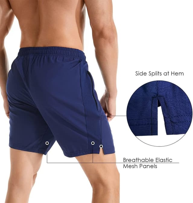 Detalle de Gerlobal Men’s 7" Athletic Running Shorts with Lightweight Quick-Dry Fabric and Zipper Pockets