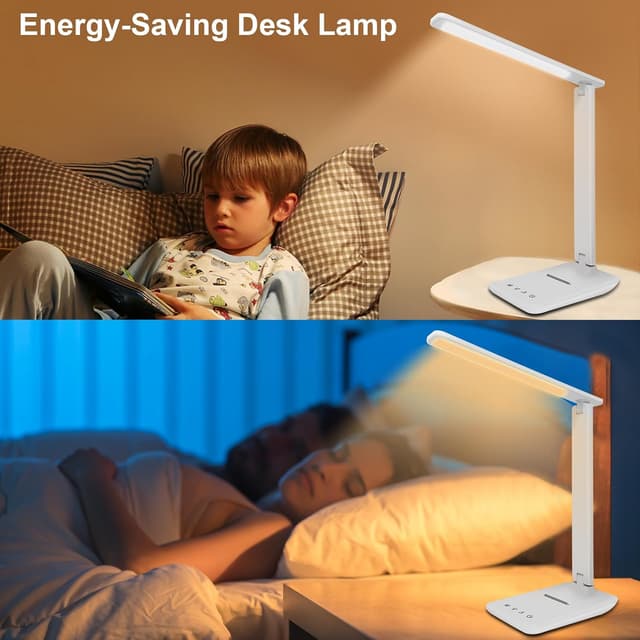 Detalle de joyshie Dimmable Desk Lamp with USB charging, 5 modes and touch control