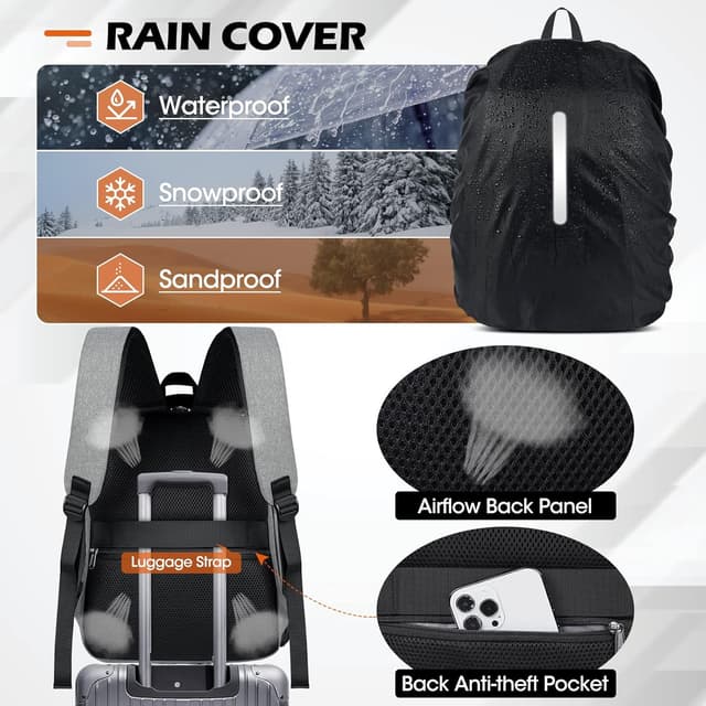 Detalle de RAINSMORE Professional Camera Backpack with raincover and 14-inch laptop compartment (Grey)