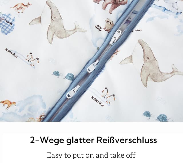 Detalle de Chilsuessy Baby Schlafsack mit Füßen im 2er-Set (2,5 Tog) – Ganzjahres-Schlafsack für Kinder, 85–95 cm