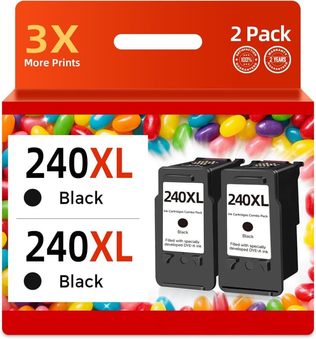 Detalle de 240XL Black Ink Cartridge Compatible Replacement (2-Pack) for Canon PG-240 XL PIXMA MG/TS/MX Printers