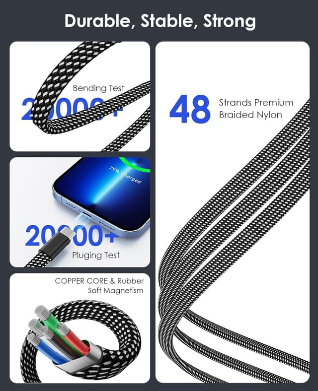 Thumbnail 5 de Magtame Magnetic USB C Cable 5ft 60W fast charging