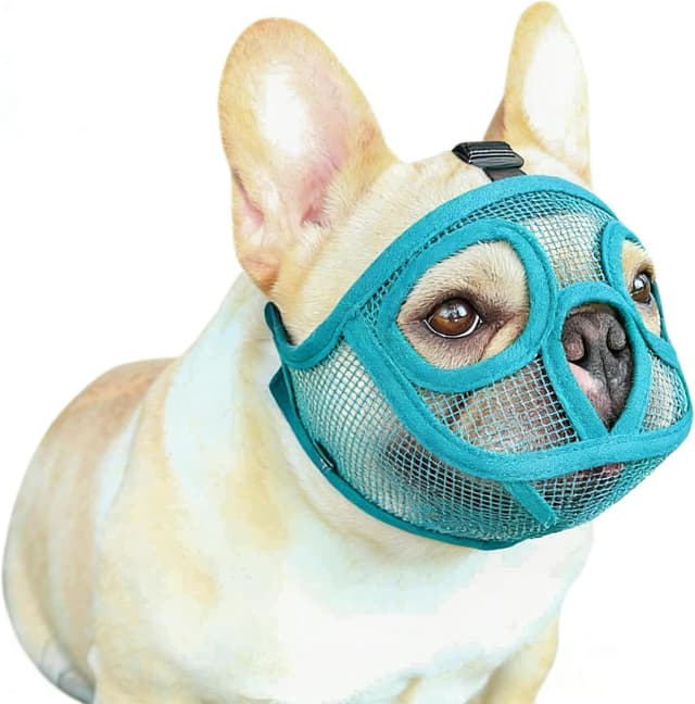 Detalle de HKSICHENGKEJIUK Short Snout Dog Muzzle Adjustable Mesh Breathable for Bulldogs, Pugs & More