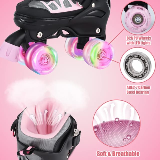 Detalle de Nattork Kids Roller Skates Adjustable, Size 4 🛼