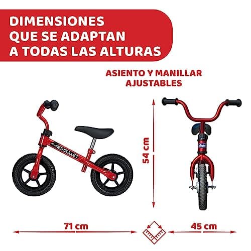 Detalle de Chicco Bicicleta Niño sin pedales First Bike (2-5 años) roja, manillar y sillín ajustables