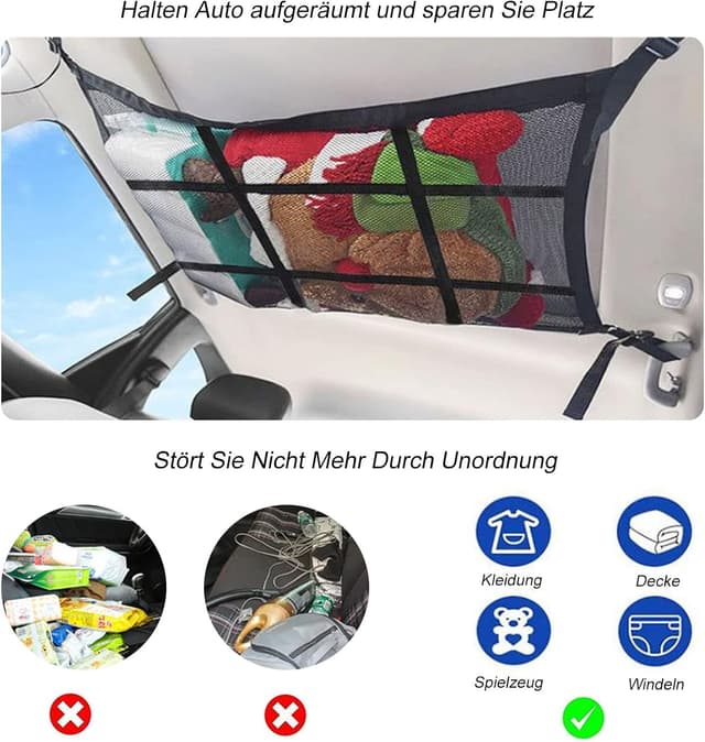 Detalle de ViWaVee Gepäcknetz Auto doppellagig für Autodach – 90 x 65 cm