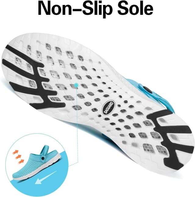 Detalle 2 de SAGUARO Unisex Clogs für den Sommer – leichte Hausschuhe & Gartenschuhe in Hellblau (EU-Größen 36–48)