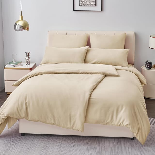 Detalle 2 de Aisbo Bettwäsche 135x200 4-teilig Khaki aus Mikrofaser (mit Reißverschluss, ÖKO-TEX)