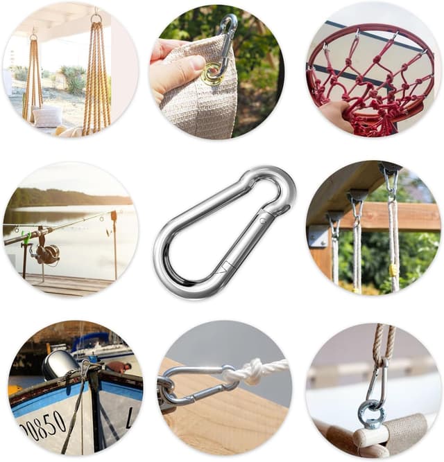 Detalle 2 de 2er Karabinerhaken-Set LISOPO aus Edelstahl 304 (11 x 110 mm) mit Schnappverschluss