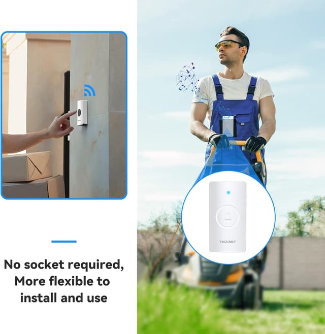 Thumbnail 4 de TECKNET Wireless Doorbell with 3 Receivers 1312 ft 🚪