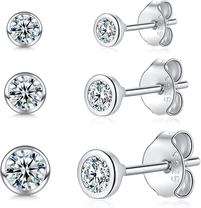 Detalle de Damen Ohrstecker Silber 925 3 Paar 2/3/4 mm