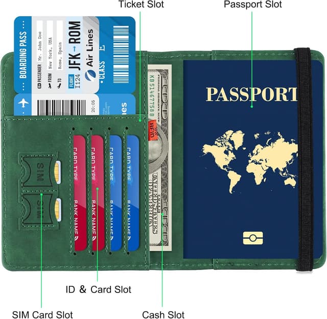Detalle 2 de Sciphylia protege-passeport RFID en PU, vert