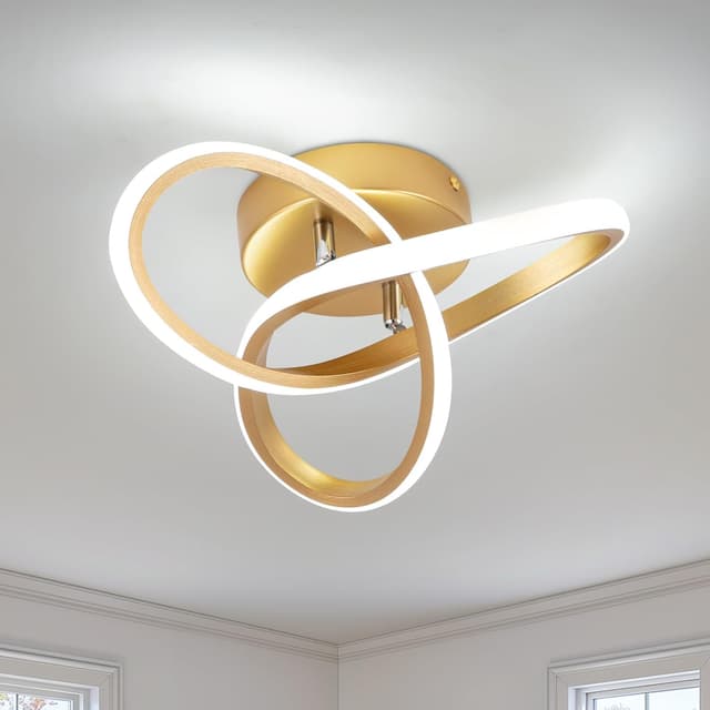 Detalle de EIDISUNY 25cm 22W Flower Shape LED Ceiling Light (Brushed Gold) – 6000K Cool White