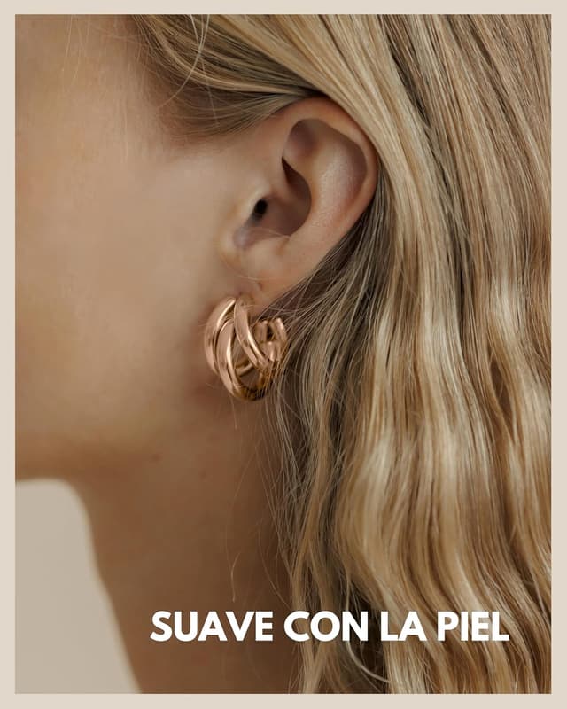 Detalle 2 de Aros Triple 20 mm acero inoxidable Oro rosa