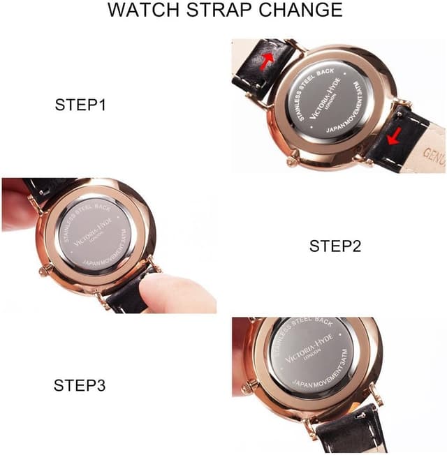 Detalle de VICTORIA HYDE Orologio analogico da donna in quarzo con cinturino in vera pelle impermeabile 3ATM