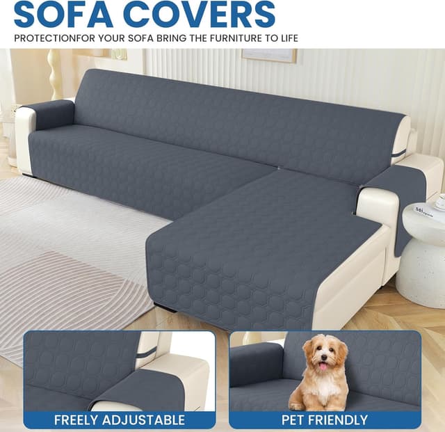 Detalle de Ystyle copridivano impermeabile reversibile per angolare con penisola (2 posti, L 210 cm) grigio