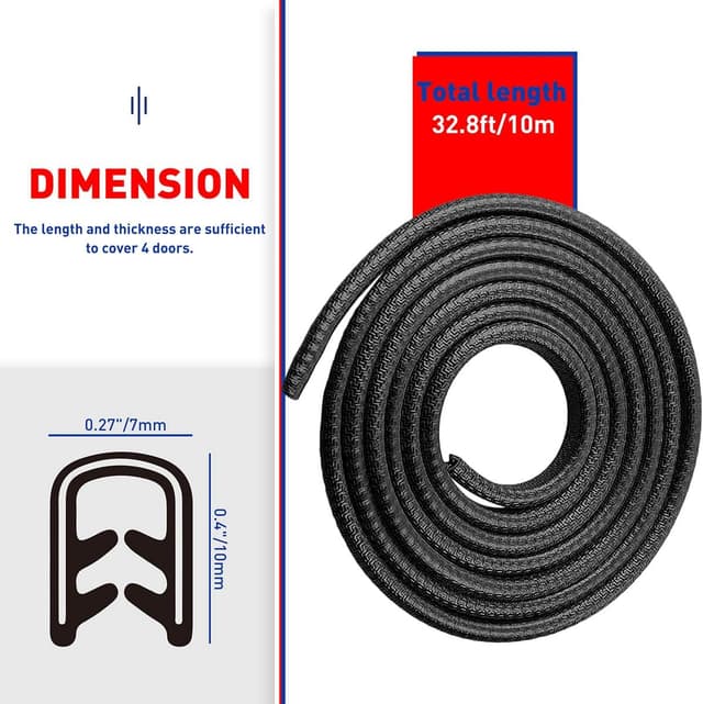 Detalle de comfleep Car Door Edge Guards (No Adhesive) U-Shape Rubber Door Edge Trim, Black
