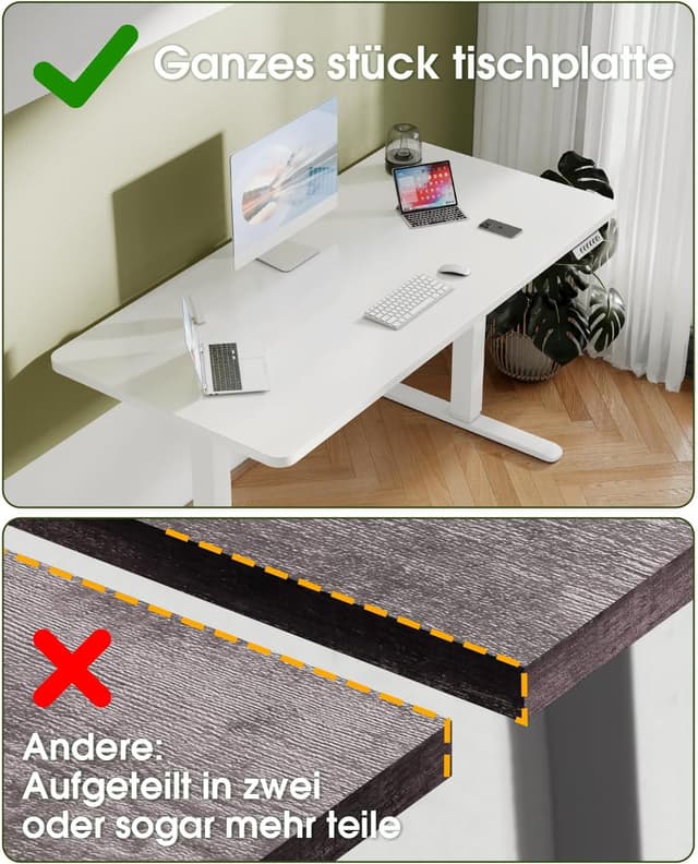 Detalle 1 de Flamaker höhenverstellbarer Schreibtisch elektrisch mit Memory-Steuerung, Ganze Tischplatte 110 x 53 cm (Weiß)