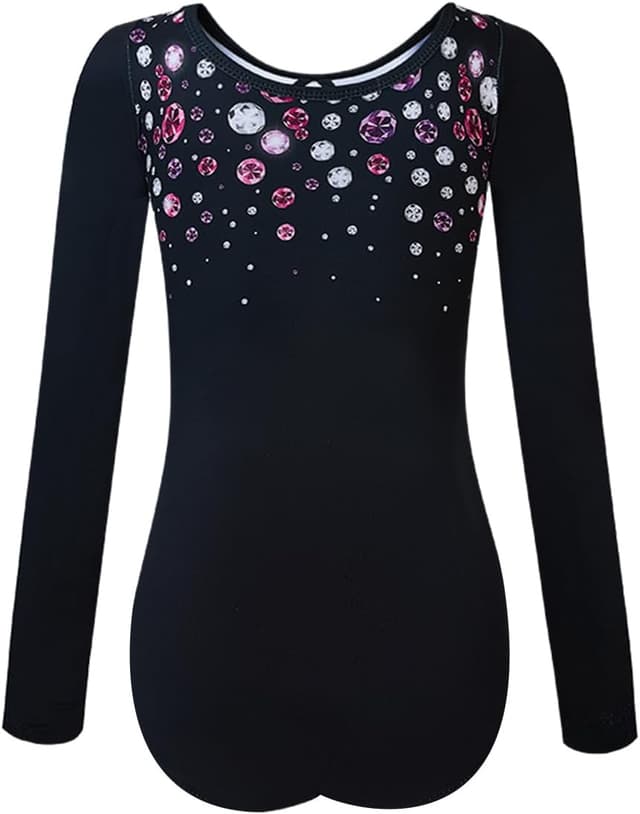 Detalle 2 de Tstiti Gymnastics leotards for girls (long sleeve) with shorts and storage bag, ages 3–12