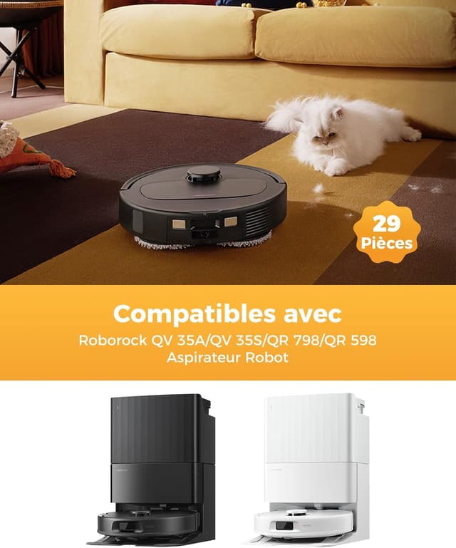 Detalle 2 de Yivy Kit de 29 accessoires QV35A pour Roborock QV35A / QV35S / QR598 / QR798