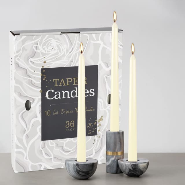 Detalle 2 de YOROXRG Ivory White Taper Candles 0.8 x 10 Inch 36 Pack