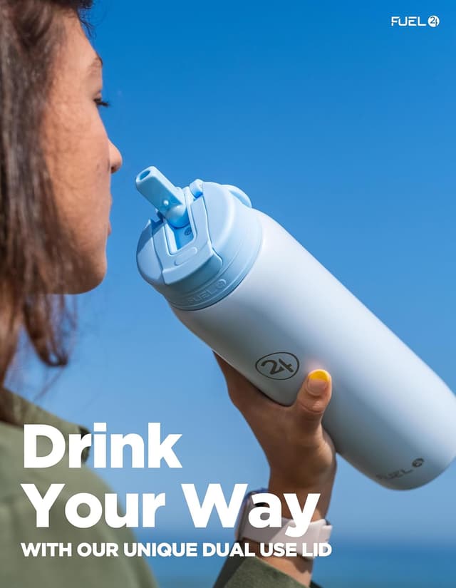 Thumbnail 3 de Fuel24 Duo stainless steel water bottle (700ml or 1L) with dual-use lid and straw