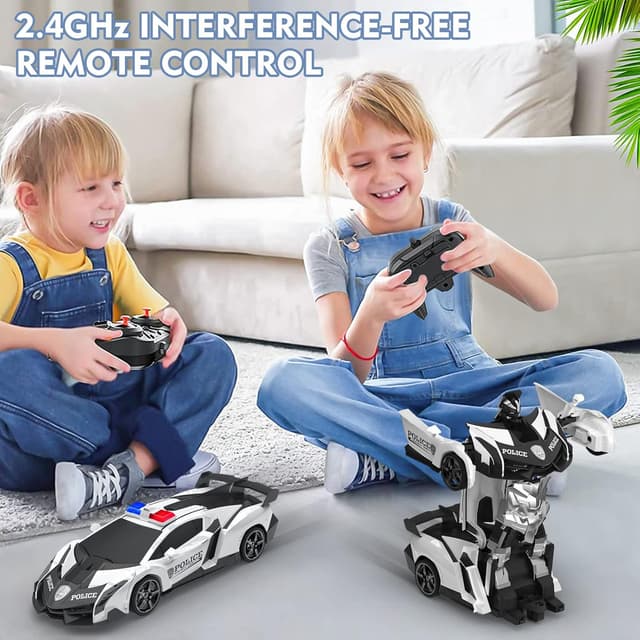 Detalle de Macchina radiocomandata 2 in 1 trasformabile auto/robot a 360° 2.4Ghz Giochi per bambini 3-10 anni