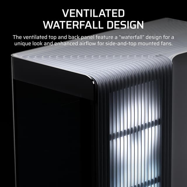 Detalle de Corsair Frame 4500X LX-R RGB LINK mid-tower PC case (InfiniRail, panoramic glass, 3x LX120R fans) – White