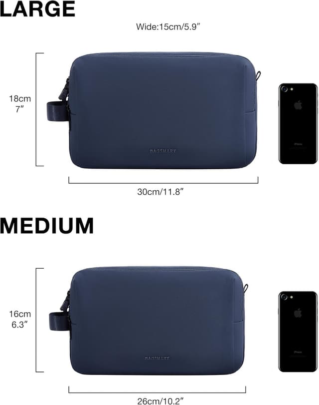 Detalle de BAGSMART Men’s Wash Bag Travel Toiletry Organiser (Large, Blue) – water-resistant dopp kit