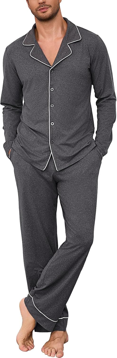 Imagen de Bresdk Pigiama Uomo Cotone Lungo Invernale en OfertitasTOP