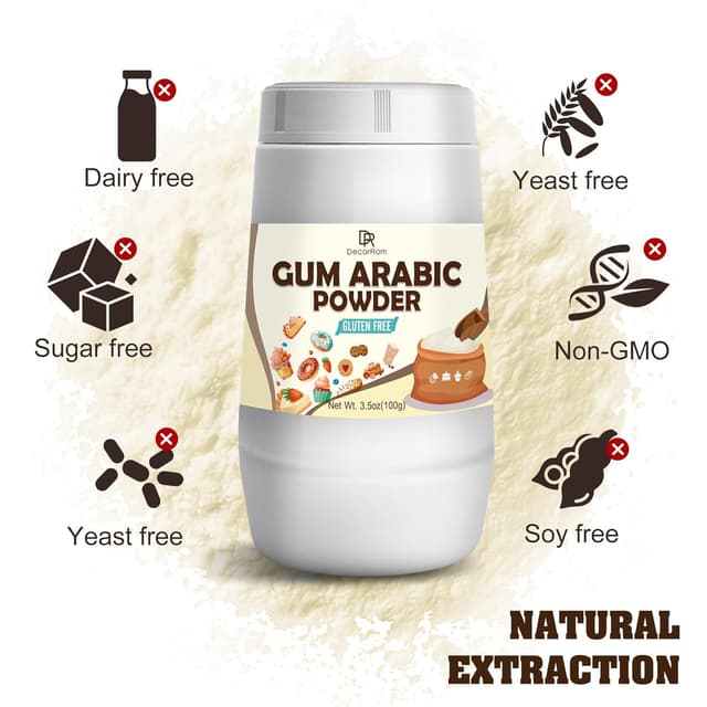 Detalle de Gummi Arabicum Pulver (100 g) aus reinem arabischen Gummi – Verdickungsmittel für Backen, Desserts & DIY