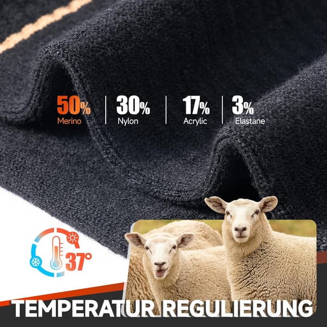 Detalle de Alaplus Hiking Socks for Women & Men – cushioned breathable merino wool crew socks, 3 pairs