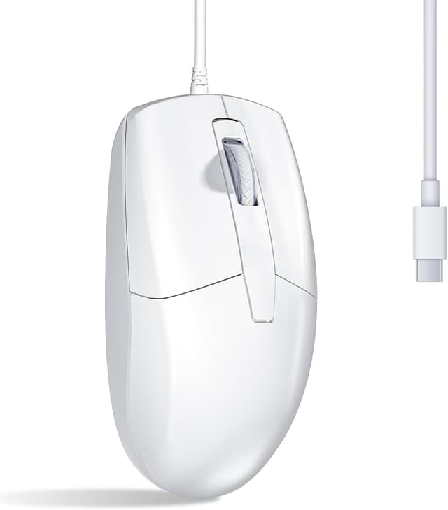 Detalle de LOONASA USB-C Wired Mouse (Optical) – silent, ambidextrous design for laptop, MacBook, Android & PC