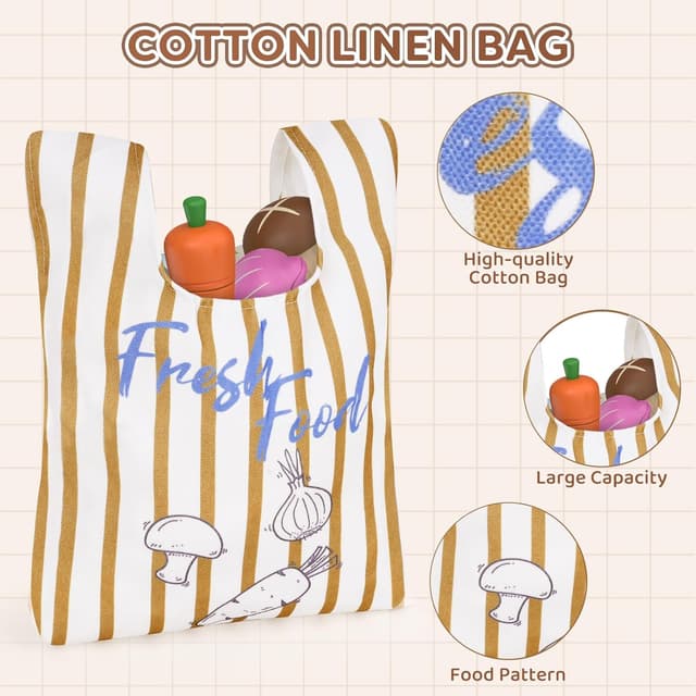 Detalle 2 de Kinderküche Zubehör Holz – Spiel-Lebensmittel-Set zum Schneiden (Obst & Gemüse) ab 3 Jahren