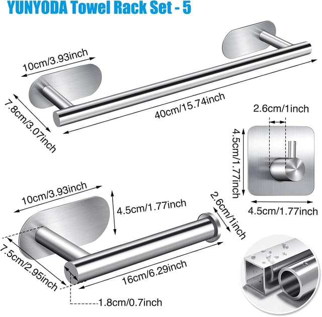 Thumbnail 6 de YUNYODA Juego de toalleros 40cm autoadhesivo