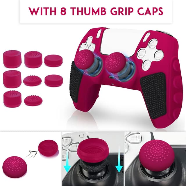 Thumbnail 6 de SIKEMAY Anti-Slip PS5 Controller Skin (2-Pack) with Thumb Grip Caps