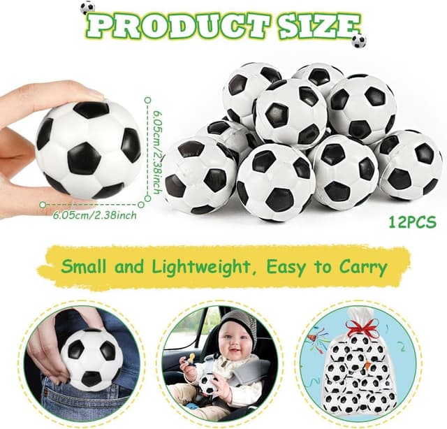Thumbnail 2 de Ainiv 12 Stück Schaumstoffbälle Stressbälle Fußballstil