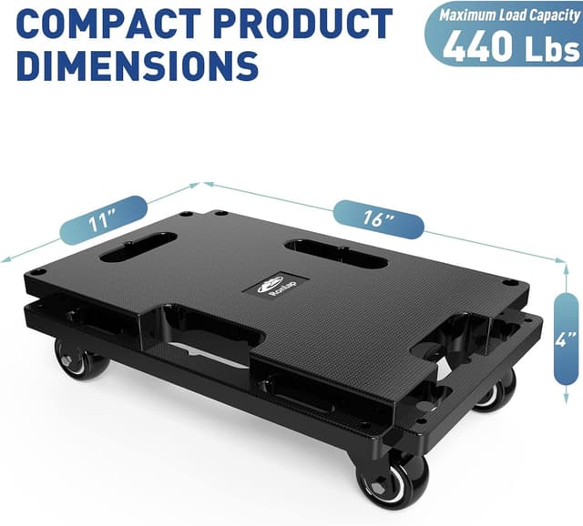 Detalle de Ronlap Furniture Moving Dolly (2 Pack) – 4-Wheel portable roller dolly with elastic ropes, 400 kg capacity