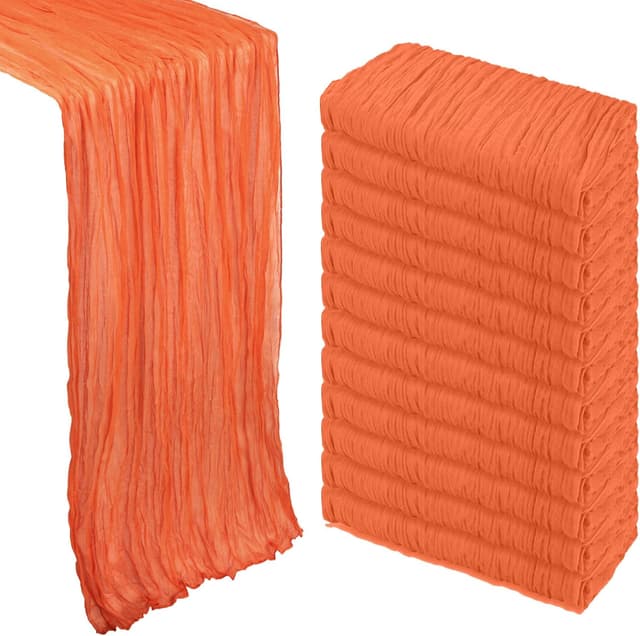 Detalle de Heneger 12-Pack Orange Cheesecloth Table Runner (10-Foot) for Easter, Spring & Boho Party Decor
