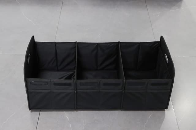 Detalle de K KNODEL Car Trunk Organizer (Foldable) with 3 Compartments, Reinforced Handles, Large Black