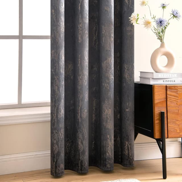 Thumbnail 6 de MIULEE Grey Velvet Curtains with Gold Foil (2 Panel Set) 46 x 72 Inch