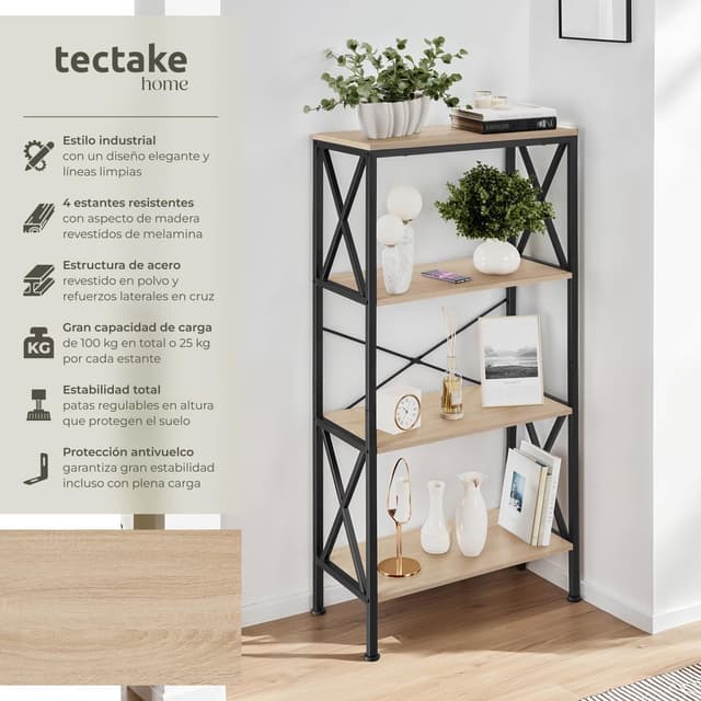 Detalle de tectake® Estanteria Metalica 4 estantes 61,5 cm